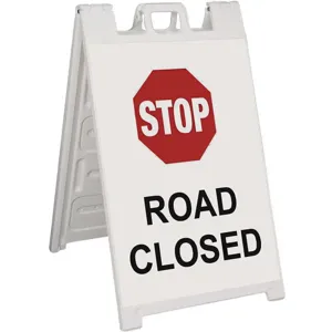 PLASTICADE 130-WLGQ3603-WREG Barricade Sign Stop Road Closed 45 Inch Height | AF6XXZ 20PF65