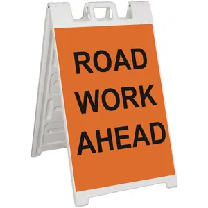 PLASTICADE 130-WLGQ3611-OBEG Barricade Sign Road Work Ahead 45 Inch Height | AF6XXY 20PF64