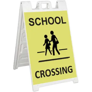 PLASTICADE 130-WLGQ3622-YGDG Barricade Sign School Crossing 45 Inch Height | AF6XYD 20PF69