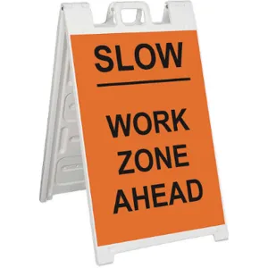 PLASTICADE 130-WLGQ3626-OBEG Barricade Sign Slow Work Zone Ahead | AF6XYA 20PF66