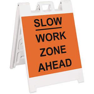 PLASTICADE 136-WLGQ2426-OBEG Barricade Sign Slow Work Zone Ahead | AF6XXV 20PF61