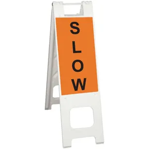 PLASTICADE 150-WHLGK1133-OBEG Barricade Sign Slow (vert) 45 Inch Height | AF6XXQ 20PF57