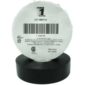 POWER FIRST 19N735 Electrical Tape 3/4 x 66 Feet 7 Mil Black | AA8QPC