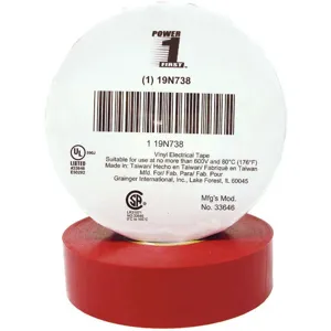 POWER FIRST 19N738 Electrical Tape 3/4 x 66 Feet 7 Mil Red | AA8QPF