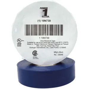 POWER FIRST 19N739 Electrical Tape 3/4 x 66 Feet 7 Mil Blue | AA8QPG