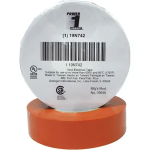 POWER FIRST 19N742 Electrical Tape 3/4 x 66 Feet 7 Mil Orange | AA8QPK