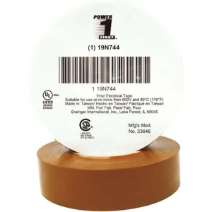 POWER FIRST 19N744 Electrical Tape 3/4 x 66 Feet 7 Mil Brown | AA8QPM