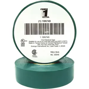 POWER FIRST 19N749 Electrical Tape 3/4 x 60 Feet 7 Mil Green | AA8QPT