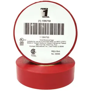 POWER FIRST 19N750 Electrical Tape 3/4 x 60 Feet 7 Mil Red | AA8QPU