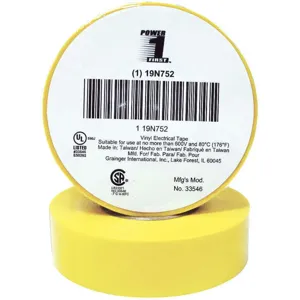 POWER FIRST 19N752 Electrical Tape 3/4 x 60 Feet 7 Mil Yellow | AA8QPW