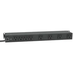 POWER FIRST 1BP99 Outlet Strip 8 Outlets Black 19 In | AA9AME