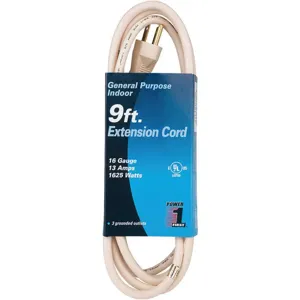 POWER FIRST 1FD72 Extension Cord 9 Feet | AA9UHR