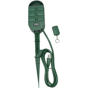 POWER FIRST 21RJ32 Remote Power Stake Outdoor 6 Outlet 125v | AB6HPU