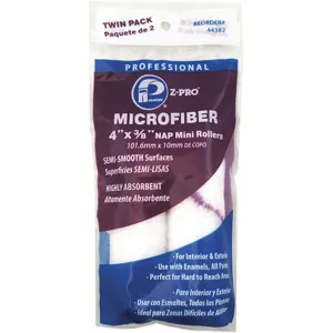 PREMIER 44382 Microfiber Roller 4 inch Length 3/8 inch Nap PK2 | AG4JZX 34AN76