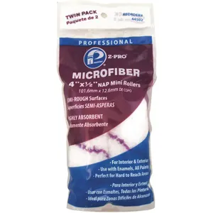 PREMIER 44502 Microfiber Roller 4 inch Length 1/2 inch Nap PK2 | AG4JZY 34AN77