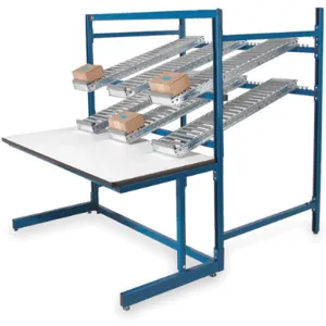 PRO-LINE POS6030C Ergonomic Flow Rack Workbench Blue 60l x 30w x 65 Inch Height | AC3WBV 2WXP7