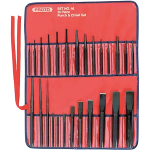 PROTO J46S2 Punch/chisel Set S2 3/32 To 1-3/16 26 Pc | AE8KEB 6DJZ7