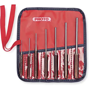 PROTO J49007 Roll Pin Punch Set, Modified Parabolic Striking End, Tool Pouch | AB3ADD 1Q754