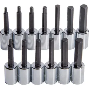 PROTO J4902A High Alloy Steel Socket Bit Set, Chrome & Black Oxide Finish - 13 Pc | AG3EXK 33HE17