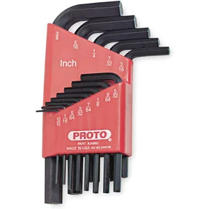 PROTO J4980 Hex Key Set, L Shaped, 3/64 to 3/8 Inch, Alloy Steel, 13 Pc | AA9UXG 1FX44