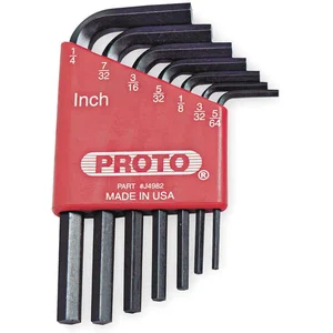 PROTO J4982 Hex Key Set 5/64 - 1/4 Inch L-shaped Short | AA9UXE 1FX42