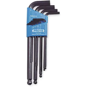 PROTO J4996 9 Piece Round Head Hex Key Set, 2.5 mm Hex Size, Metric | AB3ADV 1Q808