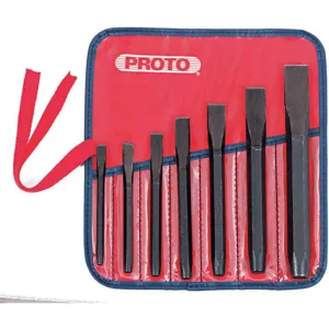 PROTO J86BS2 Chisel Set, Heat-Treated S2 Steel Construction, Carrying Pouch | AE8KDV 6DJZ0