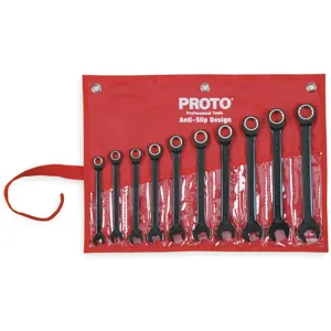 PROTO JSCRM-10S Ratcheting Wrench Set Metric 12 Point 10 Pc | AB4BCU 1WNB8