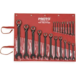 PROTO JSCV-20S Ratcheting Wrench Set, SAE, Black Chrome, 12 Point - 20 Pc | AB4BCW 1WNC1