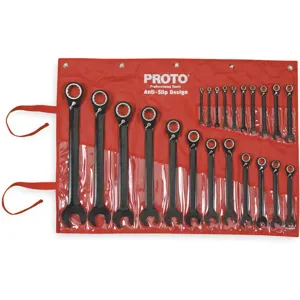 PROTO JSCVM-22S 22 Piece Black Chrome Reversible Combination Wrench Set | AB4BCY 1WNC3