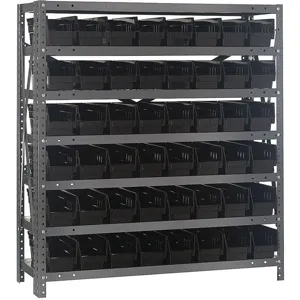 QUANTUM STORAGE SYSTEMS 1239-101BK Bin Shelving Solid 36 x 12 48 Bins Black | AF4NGT 9CYL0