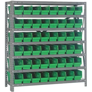 QUANTUM STORAGE SYSTEMS 1239-101GN Bin Shelving Solid 36 x 12 48 Bins Green | AF4VXQ 9MA01