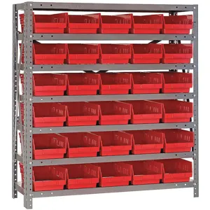 QUANTUM STORAGE SYSTEMS 1239-102RD Bin Shelving Solid 36 x 12 30 Bins Red | AF4PAU 9DZN9