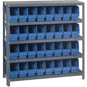 QUANTUM STORAGE SYSTEMS 1239-201BL Bin Shelving Solid, 36 x 12 Inch Size, 32 Bins Blue | AA2EFB 10E973