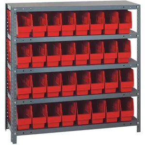 QUANTUM STORAGE SYSTEMS 1239-201RD Bin Shelving Solid 36 x 12 32 Bins Red | AB7WZB 24K025