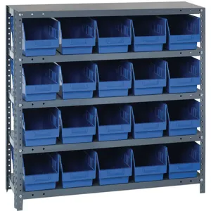 QUANTUM STORAGE SYSTEMS 1239-202BL Bin Shelving Solid 36 x 12 20 Bins Blue | AA2EFC 10E974