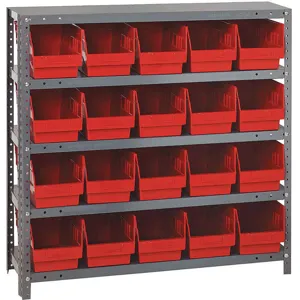 QUANTUM STORAGE SYSTEMS 1239-202RD Bin Shelving Solid 36 x 12 20 Bins Red | AB7WZC 24K026