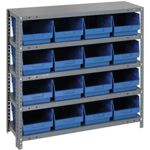 QUANTUM STORAGE SYSTEMS 1239-207BL Bin Shelving Solid 36 x 12 16 Bins Blue | AA2EFD 10E975