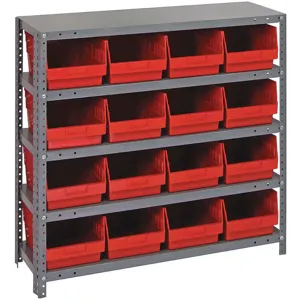 QUANTUM STORAGE SYSTEMS 1239-207RD Bin Shelving Solid 36 x 12 16 Bins Red | AB7WZD 24K027