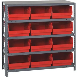 QUANTUM STORAGE SYSTEMS 1239-209RD Bin Shelving Solid 36 x 12 12 Bins Red | AB7WZE 24K028