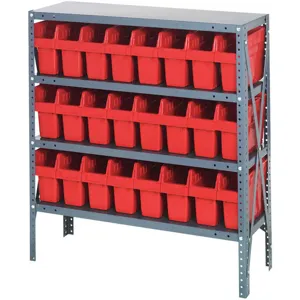 QUANTUM STORAGE SYSTEMS 1239-801RD Bin Shelving Steel 36 x 12 x 39 24 Bins Red | AD3TBL 40N195