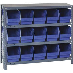QUANTUM STORAGE SYSTEMS 1239-802BL Behälterregal, massiv, 36 x 12, 15 Behälter, blau | AC6HNN 33Z239