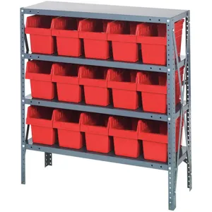 QUANTUM STORAGE SYSTEMS 1239-802RD Bin Shelving Steel 36 x 12 x 39 15 Bins Red | AD3TBM 40N196