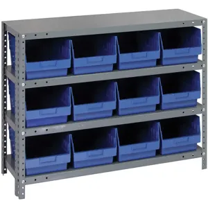 QUANTUM STORAGE SYSTEMS 1239-807BL Bin Shelving Solid 36 x 12 12 Bins Blue | AC6HNP 33Z240