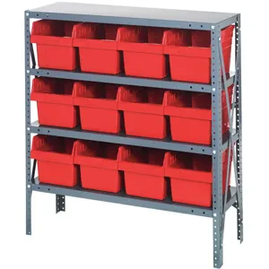 QUANTUM STORAGE SYSTEMS 1239-807RD Bin Shelving Steel 36 x 12 x 39 12 Bins Red | AD3TBN 40N197