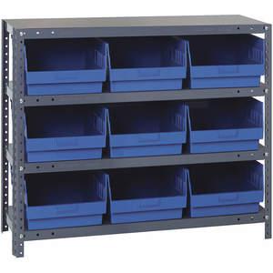 QUANTUM STORAGE SYSTEMS 1239-809BL Behälterregal, massiv, 36 x 12, 9 Behälter, blau | AC6HNQ 33Z241