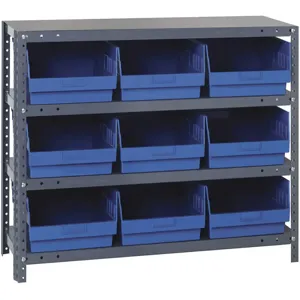 QUANTUM STORAGE SYSTEMS 1239-809BL Bin Shelving Solid 36 x 12 9 Bins Blue | AC6HNQ 33Z241