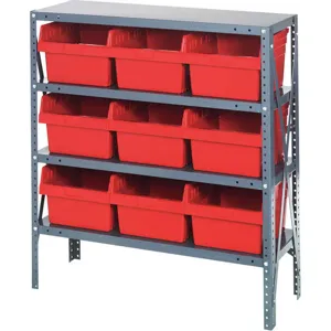 QUANTUM STORAGE SYSTEMS 1239-809RD Bin Shelving Steel 36 x 12 x 39 9 Bins Red | AD3TBP 40N198