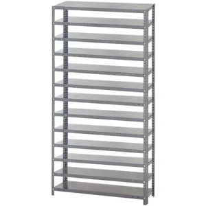 QUANTUM STORAGE SYSTEMS 1275-000 Open Shelving With Drawer, 12 x 36 x 75 Inch Size, 13 Shelves | AF3UNQ 8DDC3