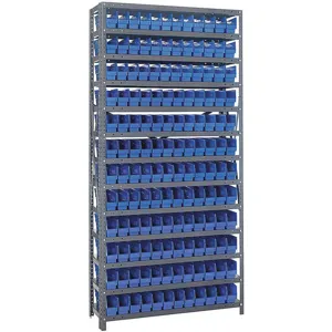 QUANTUM STORAGE SYSTEMS 1275-100BL Bin Shelving Solid 36 x 12 144 Bins Blue | AF4DND 8RRF8